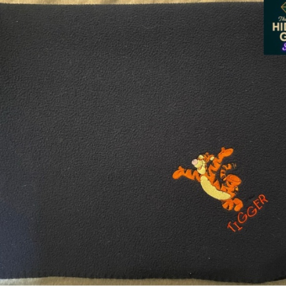 Black Blanket with Tigger Embroidery